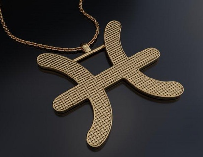 pisces pendant pendants march february fish water chain necklace gold silver jewellery jewelry signs symbols constellation horoscope fashion keychain astrology elements zodiac 3d print model - Mito3D