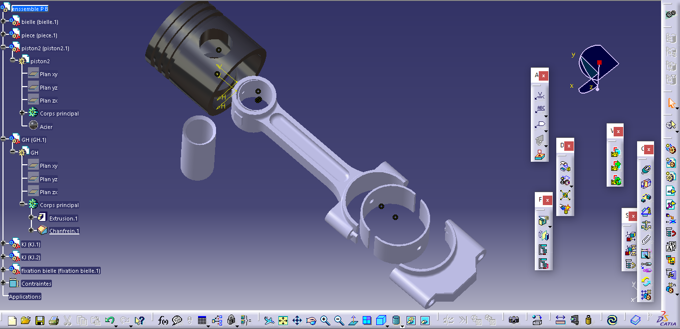 piston bielle assemblée libre 3d impression modèle in ingénierie 3dexport lien 3D print model - Mito3D