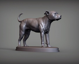pitbull 3d drucken modell skulptur 3dexport hund natur säugetier tier wild haustier statuette souvenir bildhauerei kunst 3d print model - Mito3D