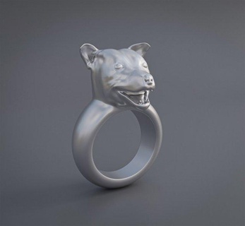 pitbull dog ring rings puppy animal dog-ring pet sculpture sculpt bulldog mammal smiling-dog finger fashion accessories jewel jewellery jewelry 3d print model - Mito3D