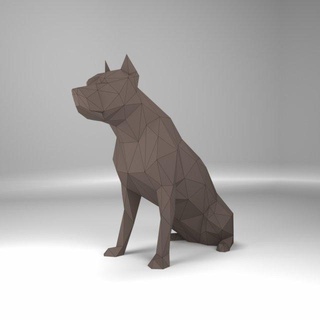pitbull low poly dog decor pitbullterrier decoration lowpoly figure animal american sculpture toy 3d print model - Mito3D