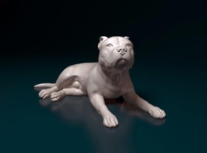 pitbull lying 3d print model in figurines 3dexport dog animal printable terrier bullterrier stl obj 3d print model - Mito3D