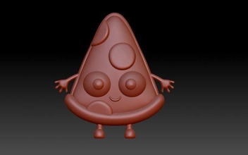 Pizza karakter Sanat pepperoni pizzalar heykelcik şekil heykel 3d print model - Mito3D