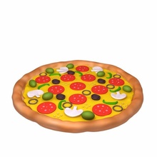 pizza cartoon 3d model in meat 3dexport meal food italian mozzarella basil slice cheese tomato snack pepper baked melted pepperoni sauce lunch salami bakery ketchup ham 3d print model - Mito3D