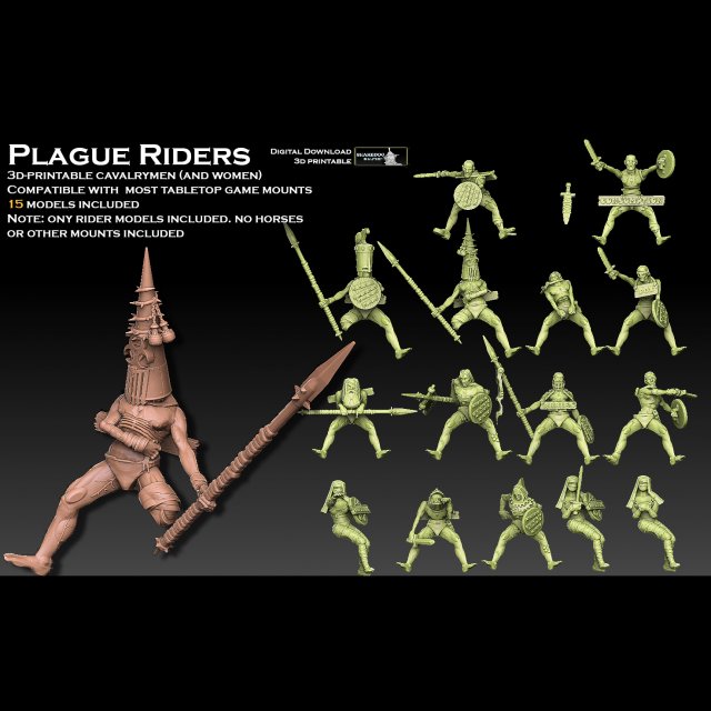 plague riders figurines warhammer chaos nurgle khorne tzeentch slaanesh daemon cavalry rider cultist nun flagellant blasphemous undead thrall slave 3D print model - Mito3D