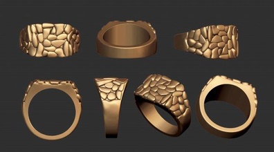 plain gold nugget ring 2 mens silver jewellery printable jewelry rings gents texture cnc nuget 3dprintable men gent stonering diamond zbrush 3d print model - Mito3D