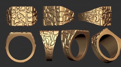 einfach Gold Nugget Ring Herren Silber Schmuck druckbar Ringe Textur cnc Nuget 3dprintable Männer Steinigung Diamant zbrush 3d print model - Mito3D
