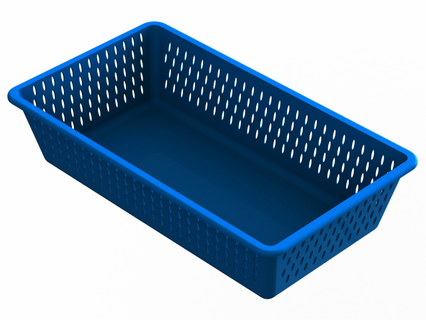 plastic multipurpose storage basket 35cm x 20cm 8cm furniture container dining food house household kitchen medium size colour blue design shape oval holes modern 3d print model - Mito3D