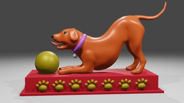 giocoso cane 3d stampa modello in scultura 3dexport mammifero animale domestico palla arte giocattolo 3D print model - Mito3D
