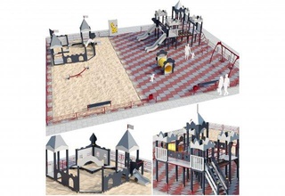playground childrens town 3d model in cityscapes 3dexport children exterior complex sandbox entertainment game fun swing outdoor courtyard court territory environment park tunnel nursery slide street element 3d print model - Mito3D