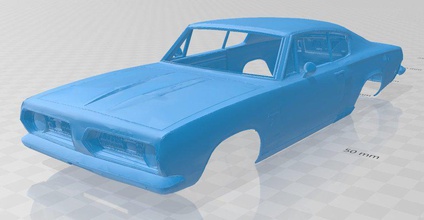 plymouth barracuda 1968 printable body car 3d print model in automotive 3dexport slot scalextric tamiya rc hobby miniz 3d print model - Mito3D