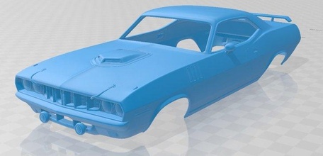plymouth barracuda 1971 imprimable corps voiture 3d impression modèle in automobile 3dexport fente scalextric tamiya rc radio contrôle coquille muscle américain 3d print model - Mito3D