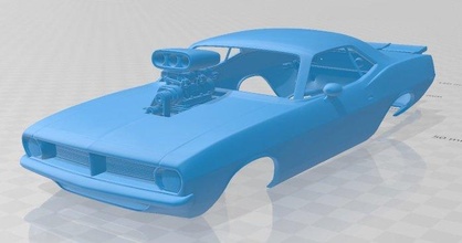 plymouth barracuda dragster 1974 imprimable corps voiture 3d impression modèle in automobile 3dexport fente scalextric tamiya rc miniz loisir micro 3d print model - Mito3D