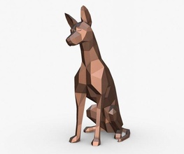 podenco canario dog 3d print model in animals 3dexport 3dprinted 3dprinting art gift lowpoly 3dprint animal decor interior miniatures sculpture statue toy mammal dogs 3d print model - Mito3D