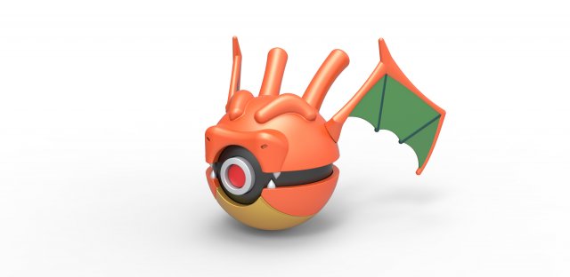 pokebola dragonita pelota juguete pokemon envase impresión imprimible continuar 3D print model - Mito3D
