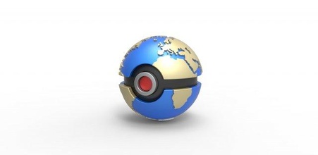 pokebola tierra planeta globo pokemon concepto envase anime juguete impresión imprimible 3d print model - Mito3D