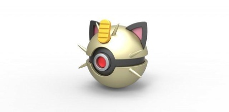 pokeball miagolio Pokemon pokeballmeowth giocattolo Stampa stampabile 3d print model - Mito3D