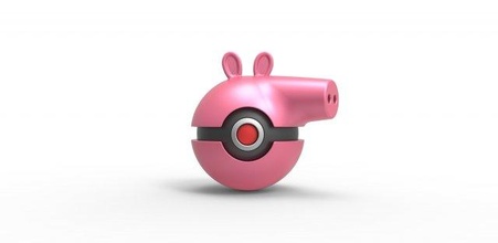pokebola Peppa porco Pokémon Pig conceito recipiente anime brinquedo impressão imprimível 3d print model - Mito3D