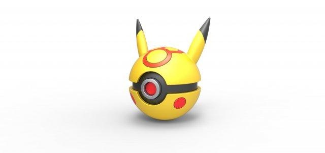 pokebola Pikachu mal versión pokemon concepto envase anime juguete impresión imprimible pelota pikachu malvado 3d print model - Mito3D