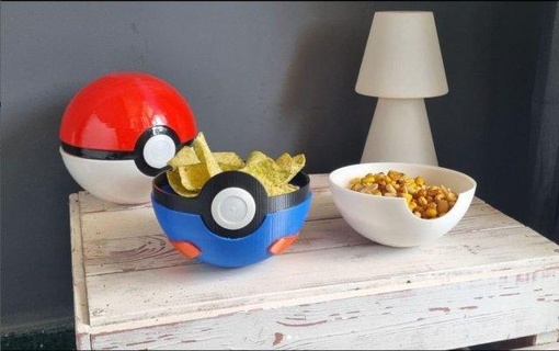 pokebowl 3d impressão modelo pokebola Super bola Pokémon cuenco tigela comida lanches 3d print model - Mito3D