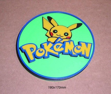Pokémon Pikachu gravado logotipo placa impresso 3d impressora pla sinais logotipos 3d print model - Mito3D