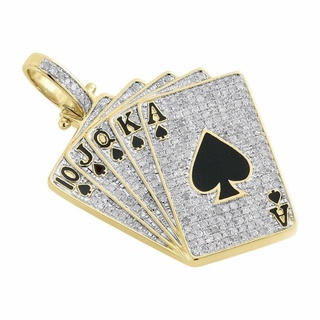 poker spades royal flush cards diamond hip hop pendant pendants antique luxury rapper hiphop jewelry necklace gemstone elegant celebrity style jewellery bling gem 3d print model - Mito3D