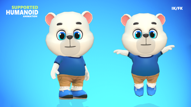 polar bear animated rigged 3d model in 3dexport grizzly teddy wild jungle zoo cartoon character baby cute game run chibi lowpoly biped unity humanoid 3d print model - Mito3D