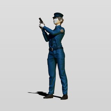 policía mujer 3d impresión modelo in 3dexport humano persona hembra niña dama uniforme vestido ropa ley personas pistola armado brazos patrulla patrullero 3d print model - Mito3D