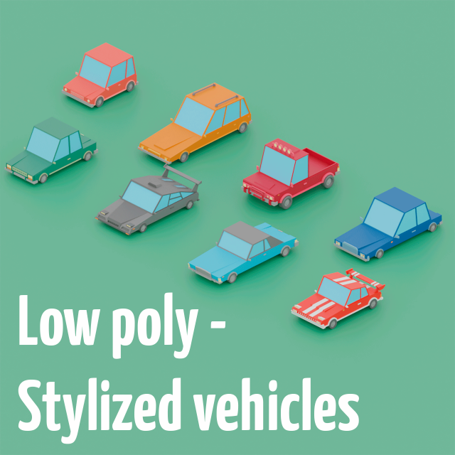 escuela politécnica estilizado vehiculos lowpoly coches mustango cupé pickup truck listo juego 3D print model - Mito3D