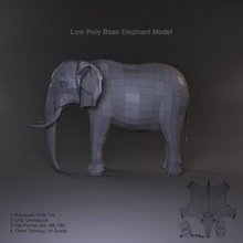 poly base elephant model 3d in 3dexport animal clean topology mesh muscle polygon quads unwrapped uv wildlife 3d print model - Mito3D