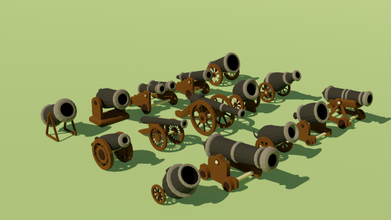 poly cannons pack military weapon lowpoly cannons game gameready medieval  pirate plastic toy props war gun lego vehicle game-ready cannon game-ready-asset
