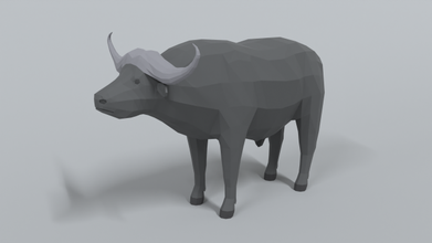 poly cartoon african buffalo animal lowpoly wild animals 3d print model - Mito3D