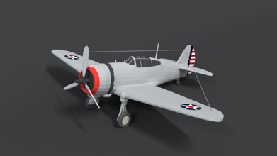poly cartoon curtiss p 36 hawk wii airplane 3d model in old 3dexport p36 single engine 75 usaf wwii ww2 aicraft war aviate usa lowpoly fighter aircraft 3d print model - Mito3D