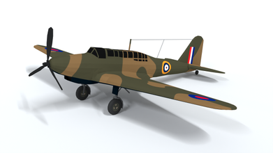poli cartone animato fairey battaglia durante seconda guerra mondiale aereo 3d modello in bombardiere 3dexport aeromobili ww2 militare britannico lowpoly single motore luce raf reale aria vigore 3d print model - Mito3D