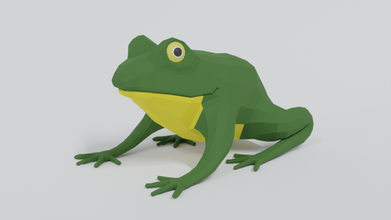 poly Karikatur Frosch Tier Amphibie schwanzlos Kermit See Lowpoly Mixer Natur Grün Kröte Fluss Wasser Anura Tiere 3d print model - Mito3D
