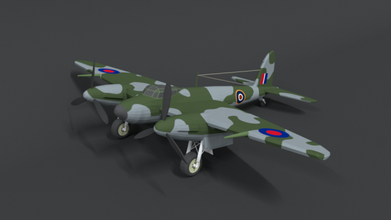 poly cartoon havilland dh 98 mosquito wwii airplane aircraft military flight aviate air raf british royal england ww2 3d print model - Mito3D