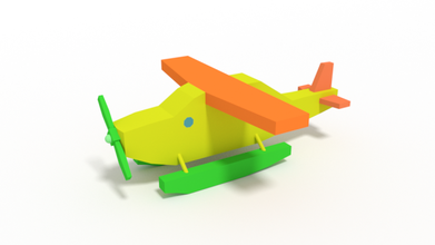 poly cartoon hydroplane toy airplane sky water sea fun kids 3d print model - Mito3D