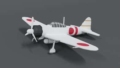 poly karikatur mitsubishi a6m null wwii flugzeug 3d modell bomber 3dexport flug aviate japan japanisch ww2 krieg militär propeller lowpoly 3d print model - Mito3D