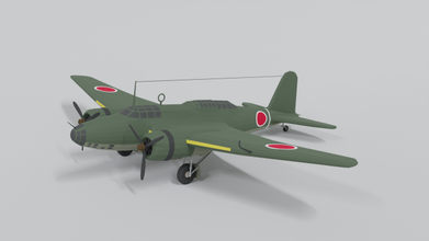 poli desenho animado Mitsubishi ki 21 Sally wwii avião aeronave militares voar aviar pesado bombardeiro Japão japonês ww2 imperial 3d print model - Mito3D