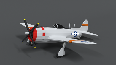 poly cartoon p-47 thunderbolt wwii airplane aircraft military flight aviate fighter usarmy usa p47 47 p47n lowpoly ww2 3d print model - Mito3D