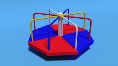poly dessin animé terrain jeux rond point jouet gamins enfants amusement école lowpoly mixeur topologie Jeu prêt quartier 3d print model - Mito3D