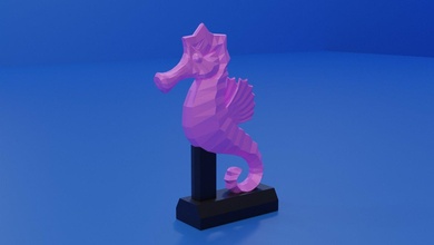 poli karikatür denizatı 3d yazdır model in figürinler 3dexport sea horse düşük low poly okyanus hayvan mercan balığı deniz canlıları at 3dprinting baskı hipokampus minyatürler 3d print model - Mito3D