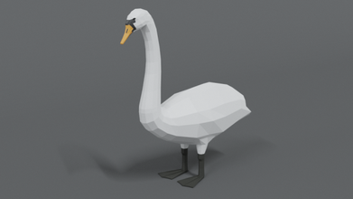 poli cartone animato cigno uccello lago piuma anatra natura lowpoly miscelatore topologia gioco pronto elegante 3d print model - Mito3D