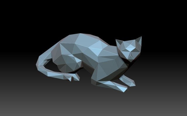 poli kedi Yavru hayvan düşük low poly çokgen 3D print model - Mito3D