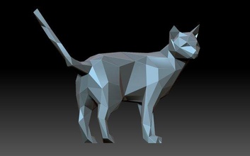 poly cat kitty animal lowpoly low-poly polygonal 3d print model - Mito3D