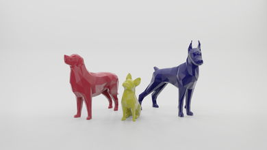 poly dog collection 3d print model in sculpture 3dexport golden labrador retriver french bulldog dobermnan dobermann pack figurine 3d print model - Mito3D
