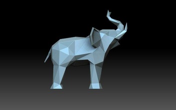 poly elephant 3d print model in figurines 3dexport animals mammoth bishop lowpolymodel lowpoly polygonal 3d print model - Mito3D