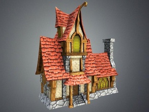 poly fairytale house 3d model in fantasy 3dexport lowpoly environment stylized game witches rocks stone cracks cartoon toon unity architectural exterior historic asset mobile roofing 3d print model - Mito3D