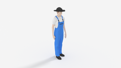 poly farmer man free worker male work bodysuit lowpoly stylish cartoon 3d print model - Mito3D