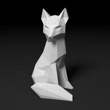 poly fox figure animals lowpoly low-poly art polygonal 3d print model - Mito3D